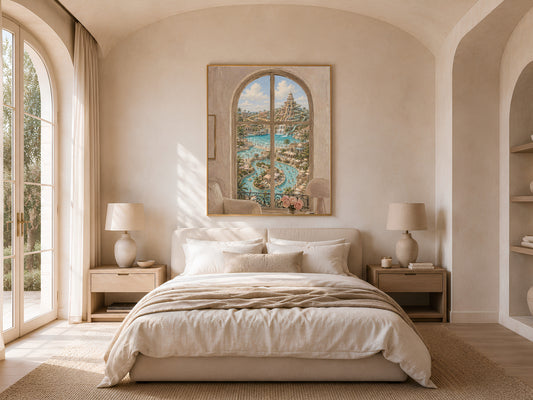 Water Park Window Wall Art, Resort Pool View Print - Digital Download