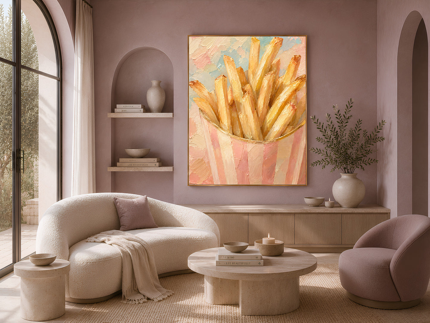 French Fries Wall Art Print, Impasto Oil Painting - Digital Download