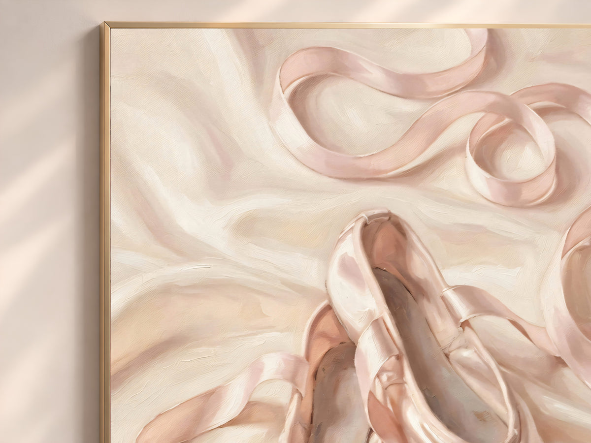 Pink Pointe Shoes Painting Print, Ballet Slippers Still Life, Balletcore Wall Art, Printable Digital Download