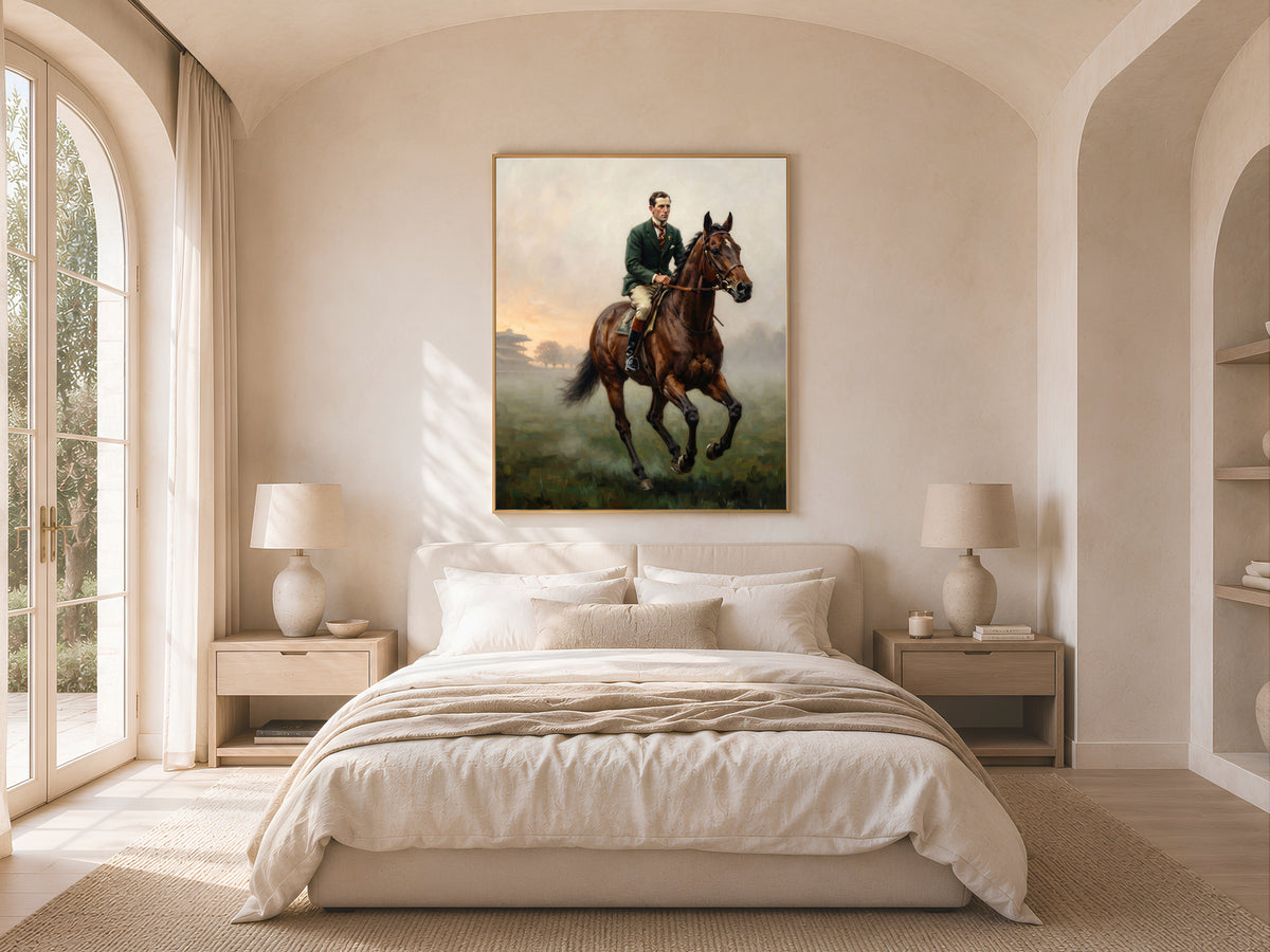 Equestrian Wall Art, Old Money Horse Racing Oil Painting - Digital Download