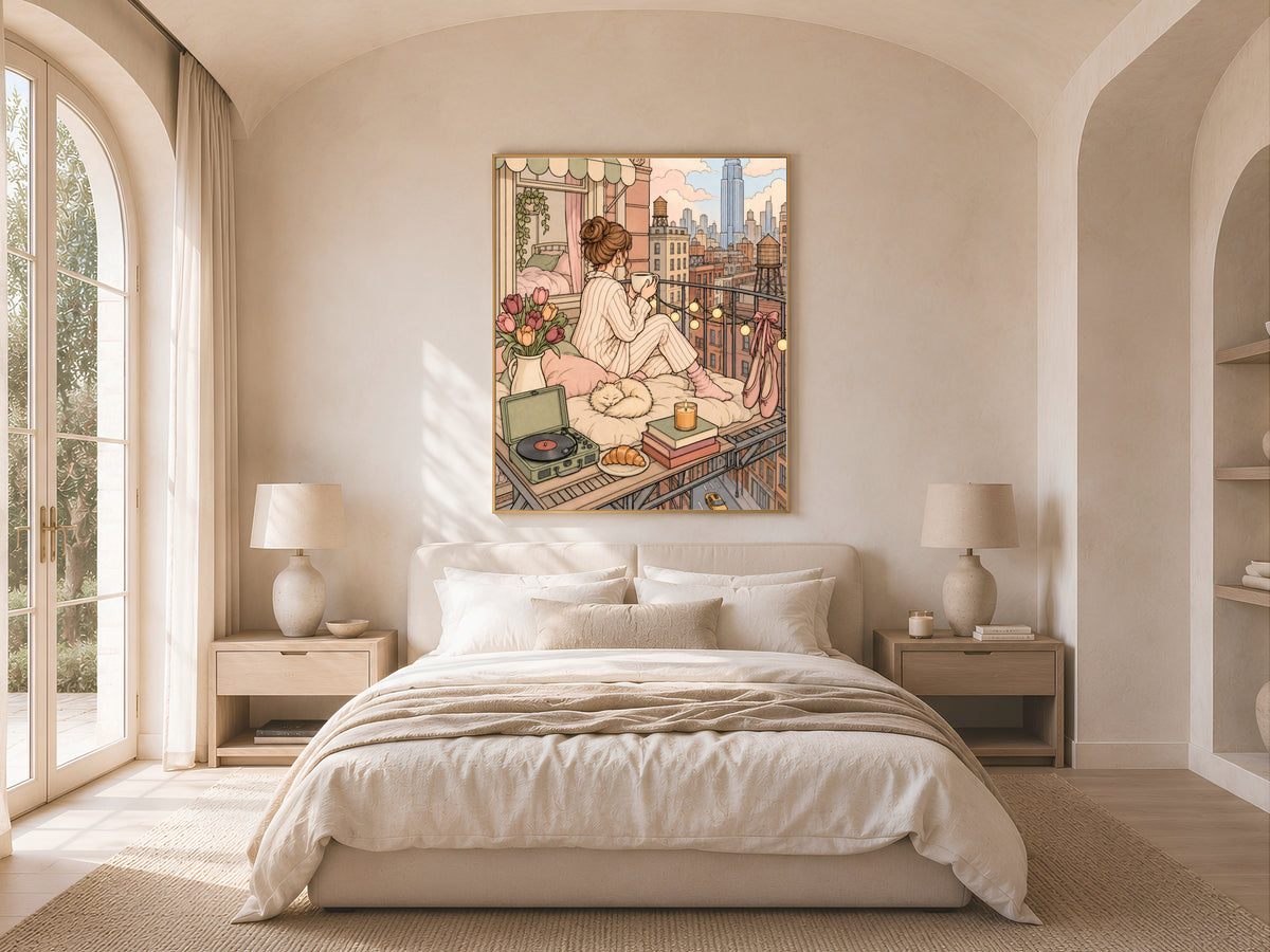 Color Your Own Wall Art, NYC Apartment Line Art Print - Digital Download