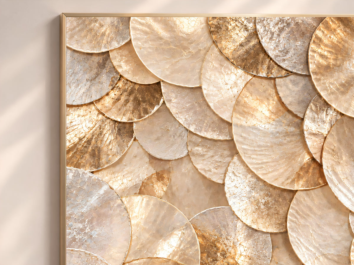 Gold Capiz Shell Print, Metallic Gold Shell Wall Art, Glam Abstract Texture Art, Printable Digital Download