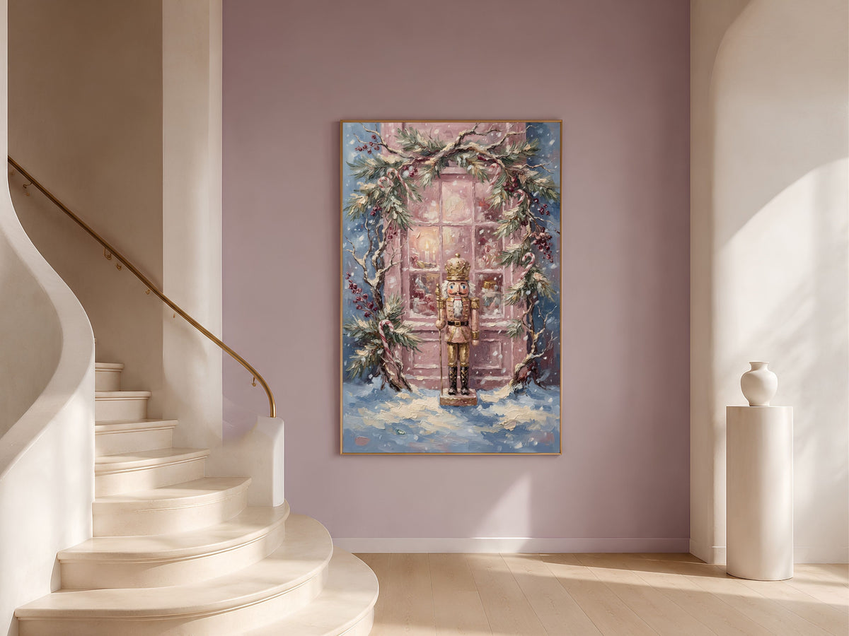 Pink Nutcracker Wall Art, Coquette Christmas Decor - Digital Download