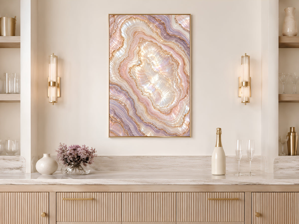 Pink Agate Wall Art, Pearl Geode Print, Blush Lilac Crystal Slice, Copper Gold Abstract, Glam Bedroom Decor, Opal Poster, Instant Download