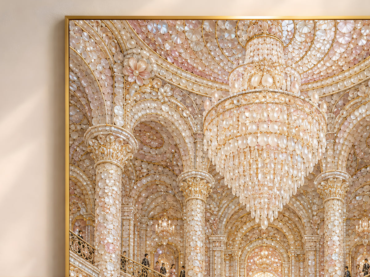 Pastel Palace Ballroom Wall Art, Whimsical Mosaic Staircase Print - Digital Download
