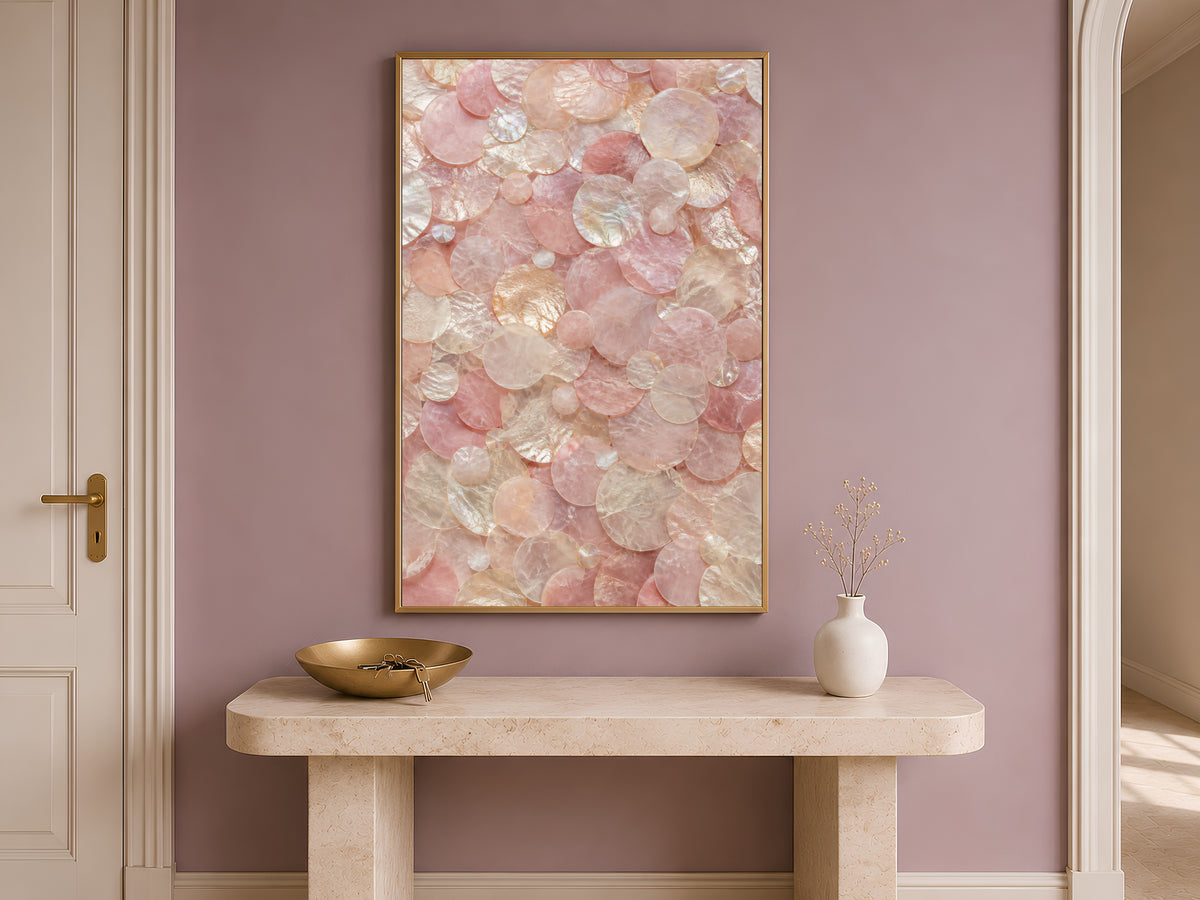 Rose Quartz Wall Art, Capiz Shell Abstract Print - Digital Download