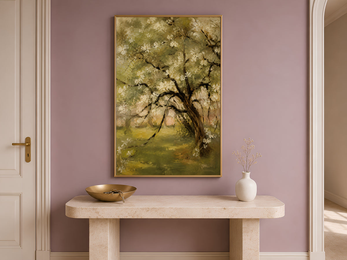 ge Green Blossom Tree Painting, Impressionist Garden Wall Art - Digital Download