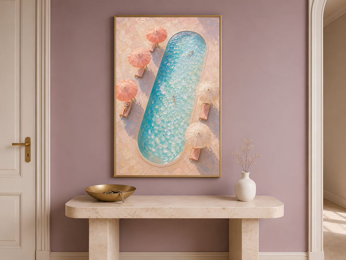 Aerial Swimming Pool Wall Art, Coastal Riviera Print - Digital Download