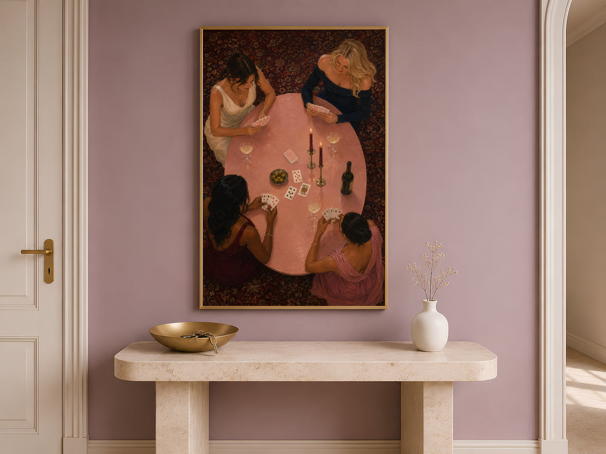Girls Night Poker Wall Art, Casino Card Game Print - Digital Download