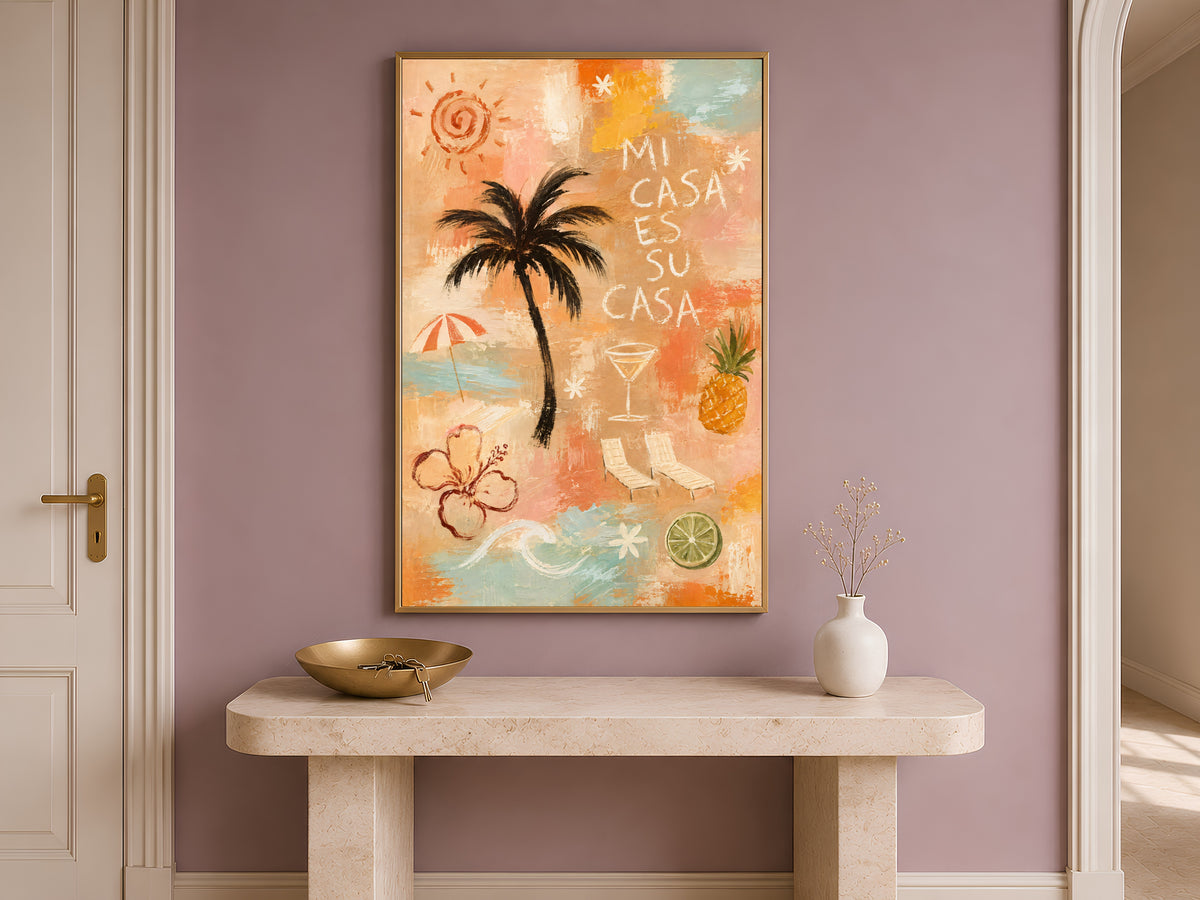 Mi Casa Es Su Casa Wall Art, Tropical Boho Beach Print - Digital Download