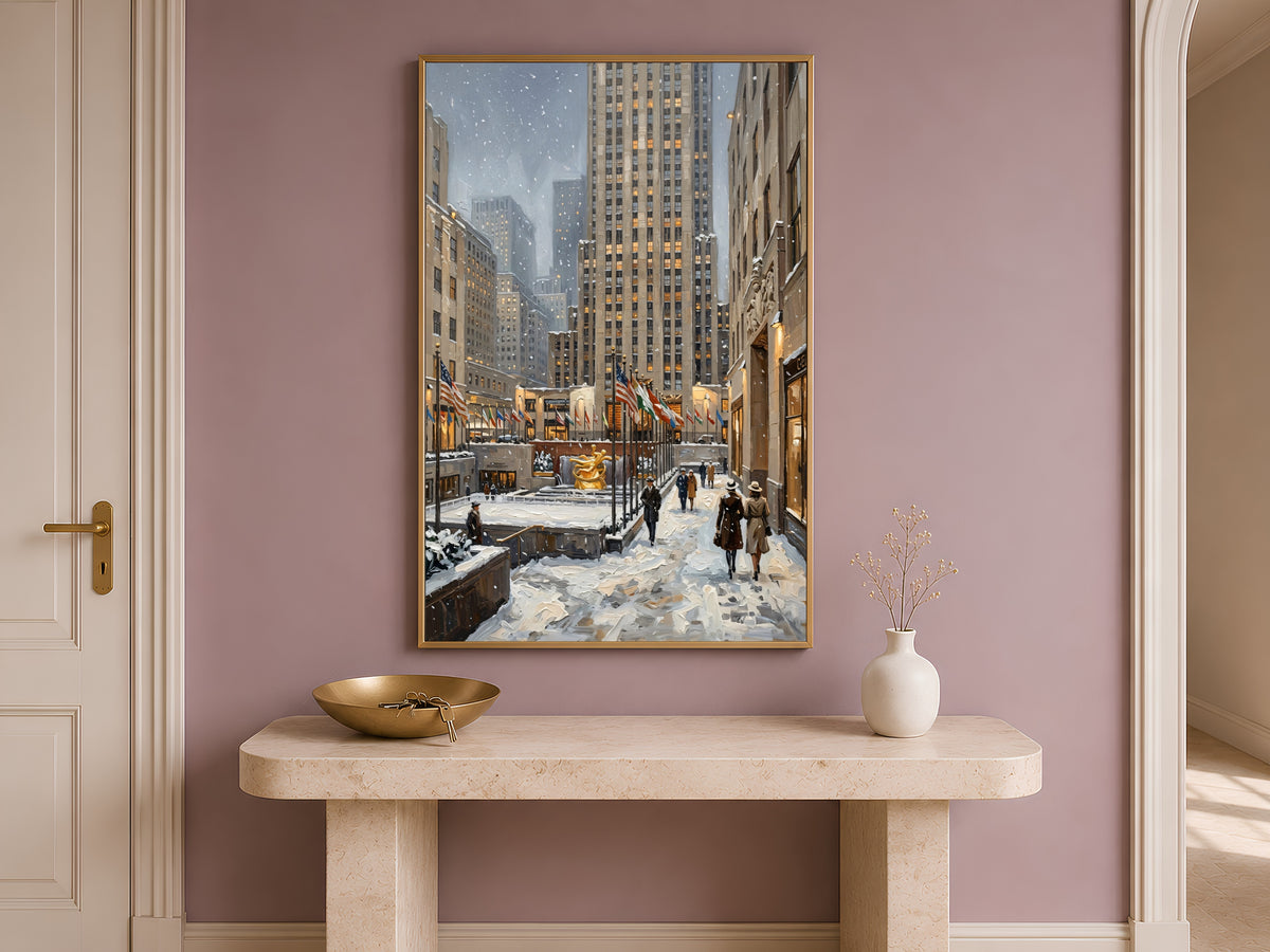 New York Winter Wall Art, Snowy NYC Print - Digital Download