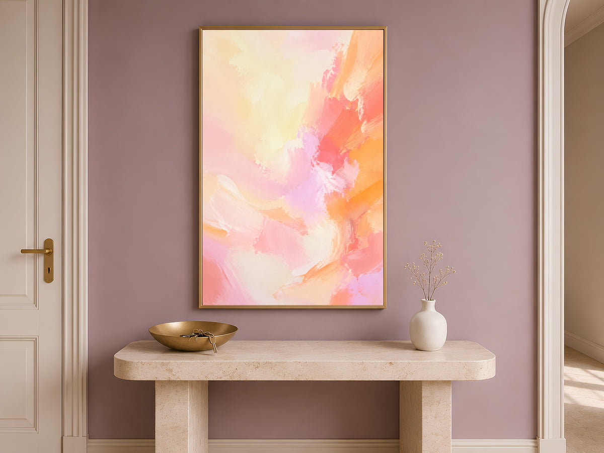 Peach Pink Abstract Wall Art, Sherbet Dopamine Decor Print - Digital Download
