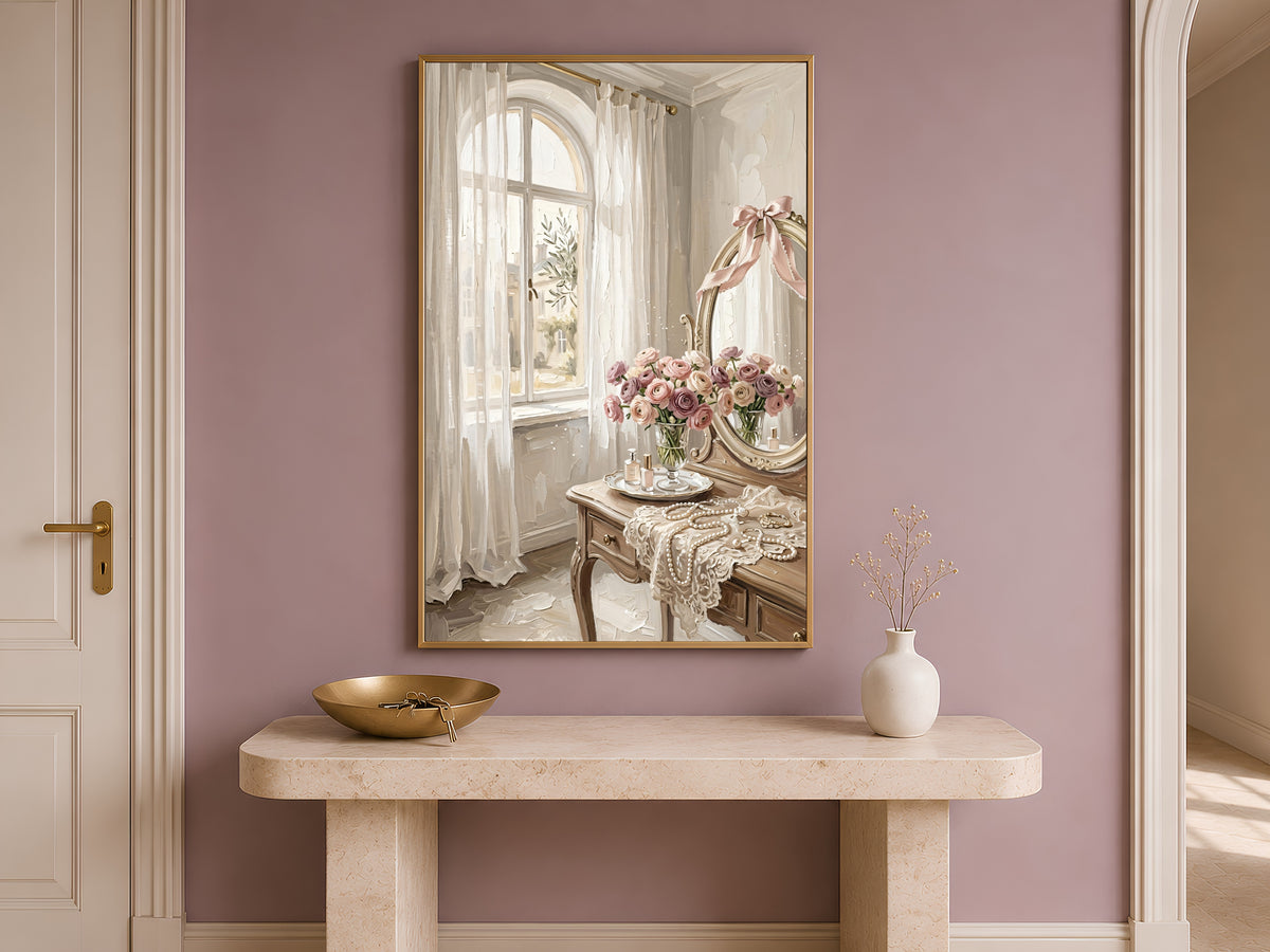 Coquette Vanity Print, Vintage Vanity Wall Art - Digital Download