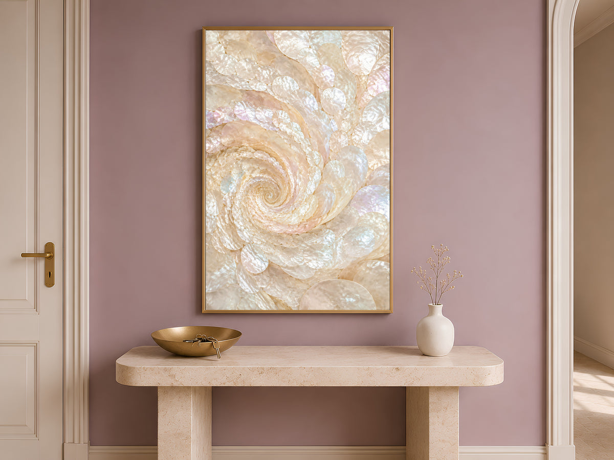 Capiz Shell Wall Art, Iridescent Pearl Swirl Print - Digital Download