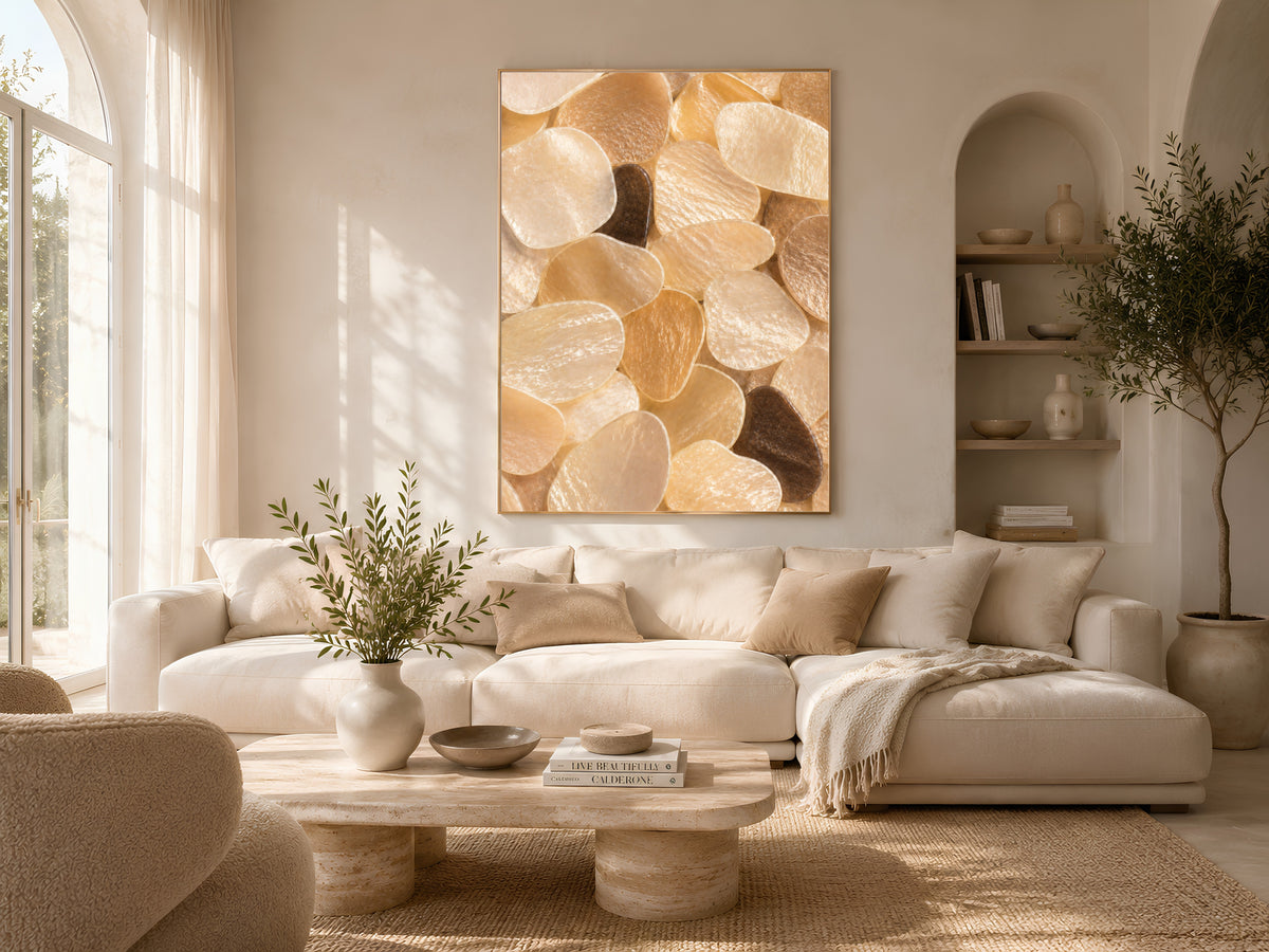 Honey Gold Capiz Shell Wall Art, Amber Espresso Accent Print - Digital Download