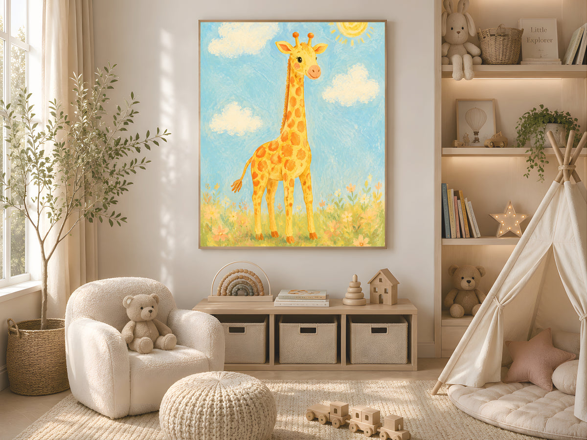 Giraffe Nursery Wall Art, Safari Kids Room Print - Digital Download