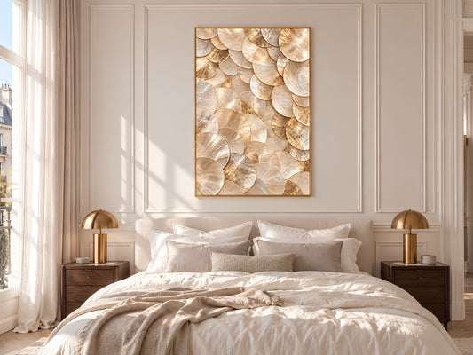 Gold Capiz Shell Print, Metallic Gold Shell Wall Art, Glam Abstract Texture Art, Printable Digital Download
