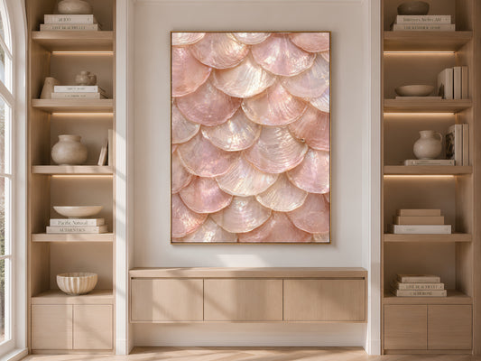 Blush Pink Capiz Shell Wall Art, Rose Quartz Mother of Pearl Print - Digital Download