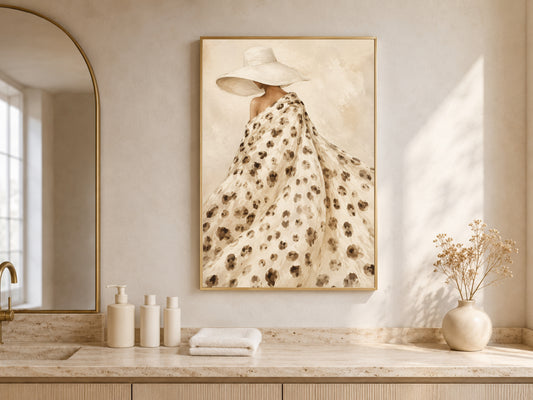 Leopard Print Fashion Wall Art, Couture Gown Painting - Digital Download