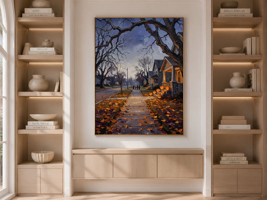 Trick or Treat Wall Art, Impasto Oil Painting Print - Digital Download