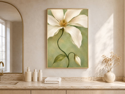 Magnolia Wall Art, Sage Green Botanical Print - Digital Download