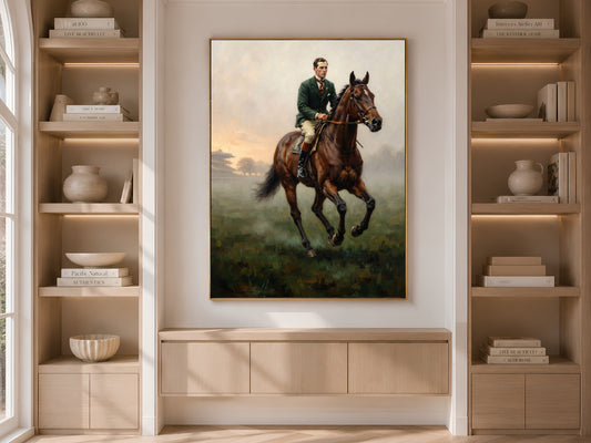 Equestrian Wall Art, Old Money Horse Racing Oil Painting - Digital Download