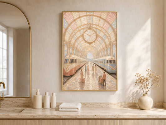 Vintage Train Station Wall Art, Opera Aesthetic Print - Digital Download
