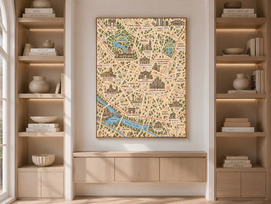 Milan Map Wall Art, Illustrated City Map Print - Digital Download