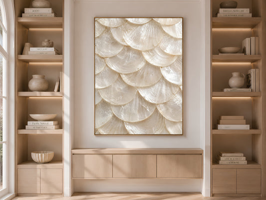 Capiz Shell Wall Art, Ivory Mother of Pearl Print - Digital Download