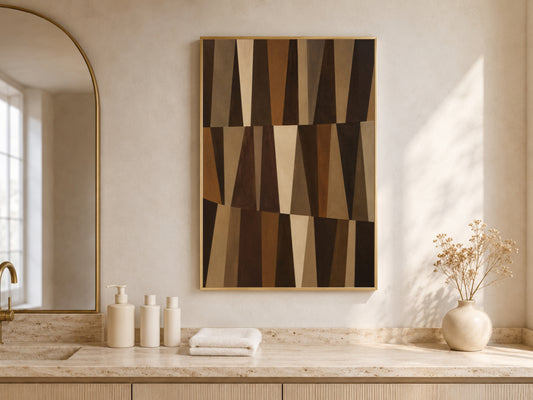 Mid Century Geometric Wall Art, Abstract Triangle Print - Digital Download