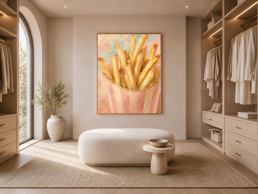 French Fries Wall Art Print, Impasto Oil Painting - Digital Download