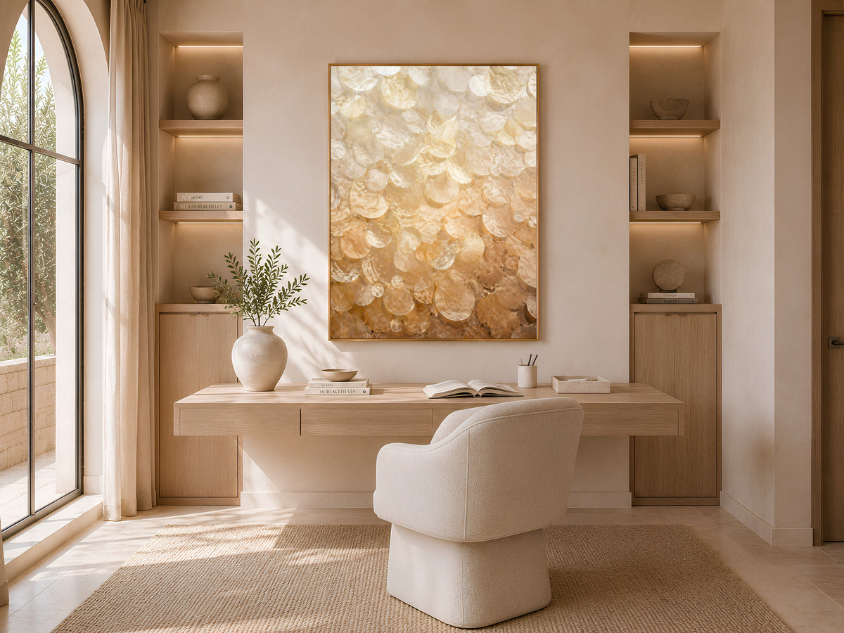 Amber Capiz Shell Wall Art, Earth Tone Ombre Print - Digital Download