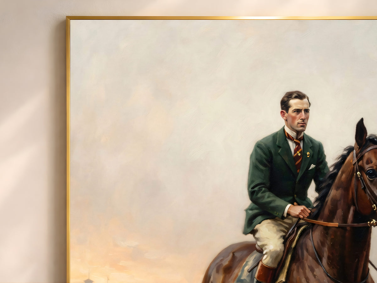 Equestrian Wall Art, Old Money Horse Racing Oil Painting - Digital Download