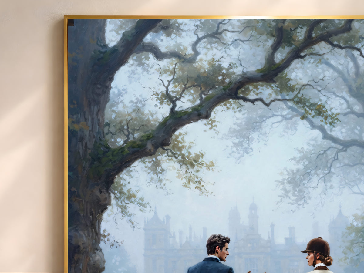 Equestrian Couple Wall Art, Horseback Riding Oil Painting Print - Digital Download