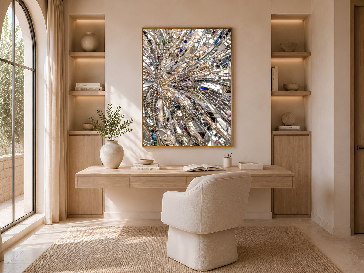 Mirror Mosaic Wall Art, Jeweled Disco Sunburst Print - Digital Download