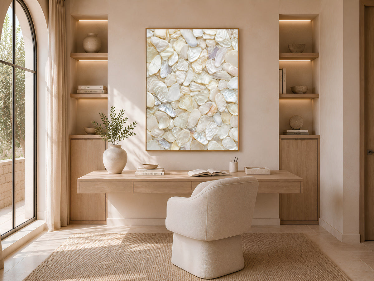 White Capiz Shell Wall Art, Mother of Pearl Print - Digital Download
