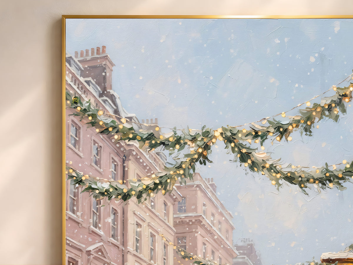 Christmas In London Wall Art, Vintage Street Scene Print - Digital Download