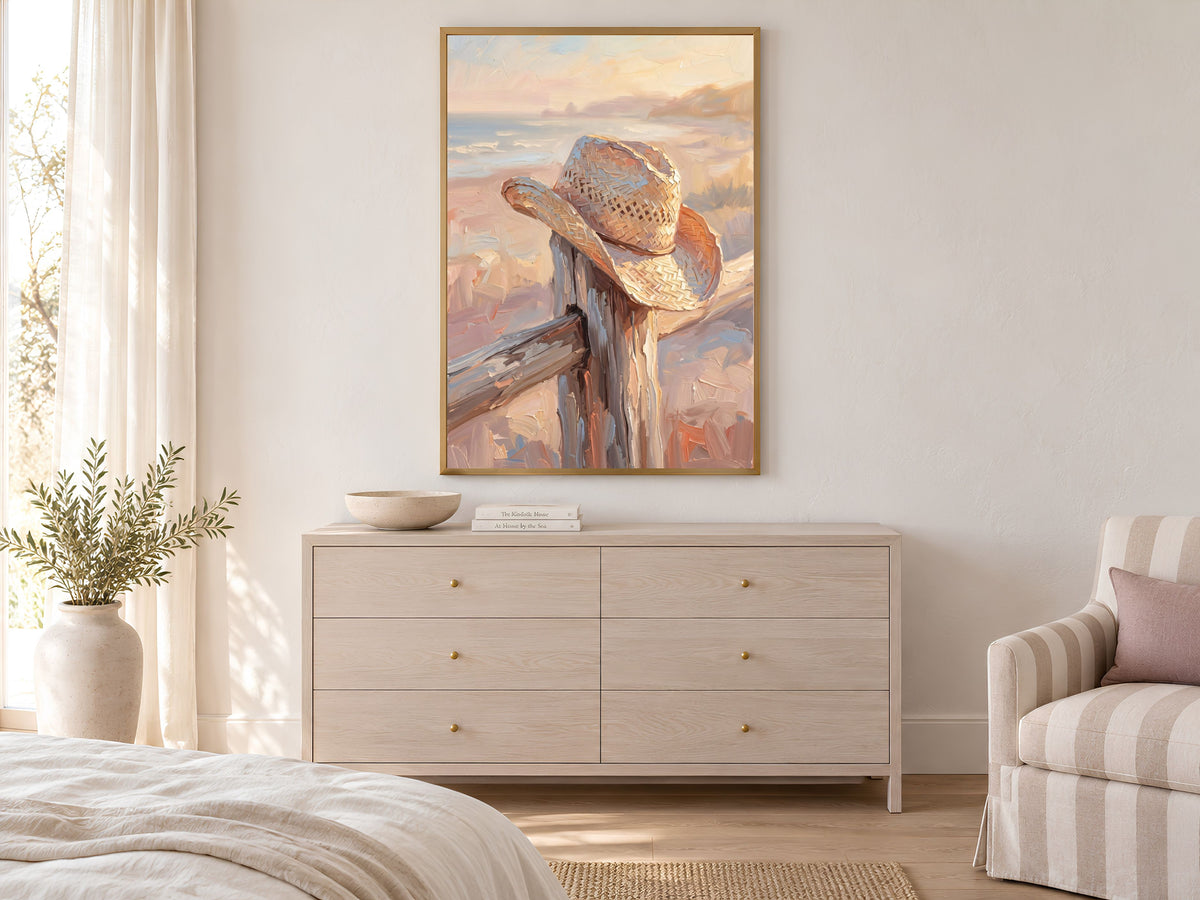 Cowboy Hat Wall Art, Impasto Oil Painting Print - Digital Download