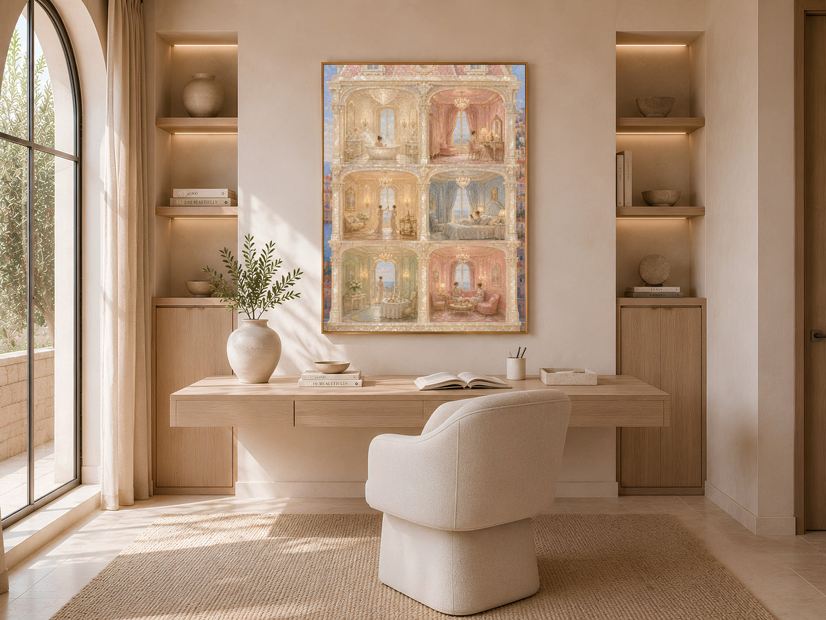Cutaway House Wall Art, French Riviera Print - Digital Download