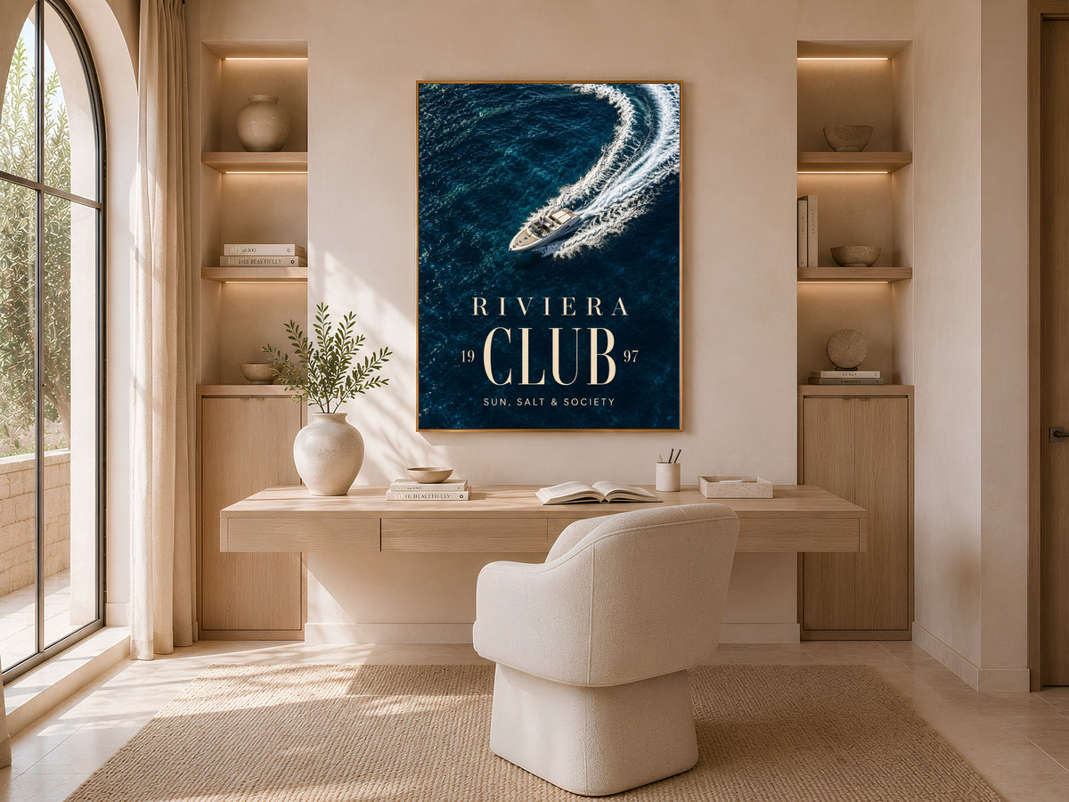 Riviera Club Yacht Poster, Old Money Aesthetic Print - Digital Download