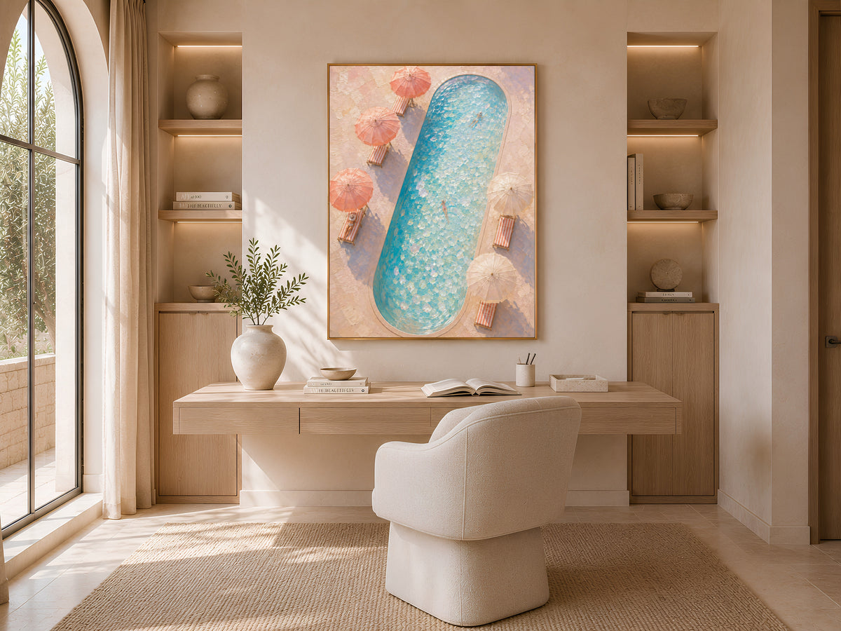 Aerial Swimming Pool Wall Art, Coastal Riviera Print - Digital Download