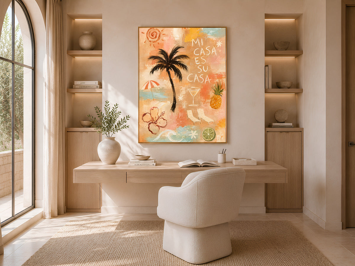Mi Casa Es Su Casa Wall Art, Tropical Boho Beach Print - Digital Download