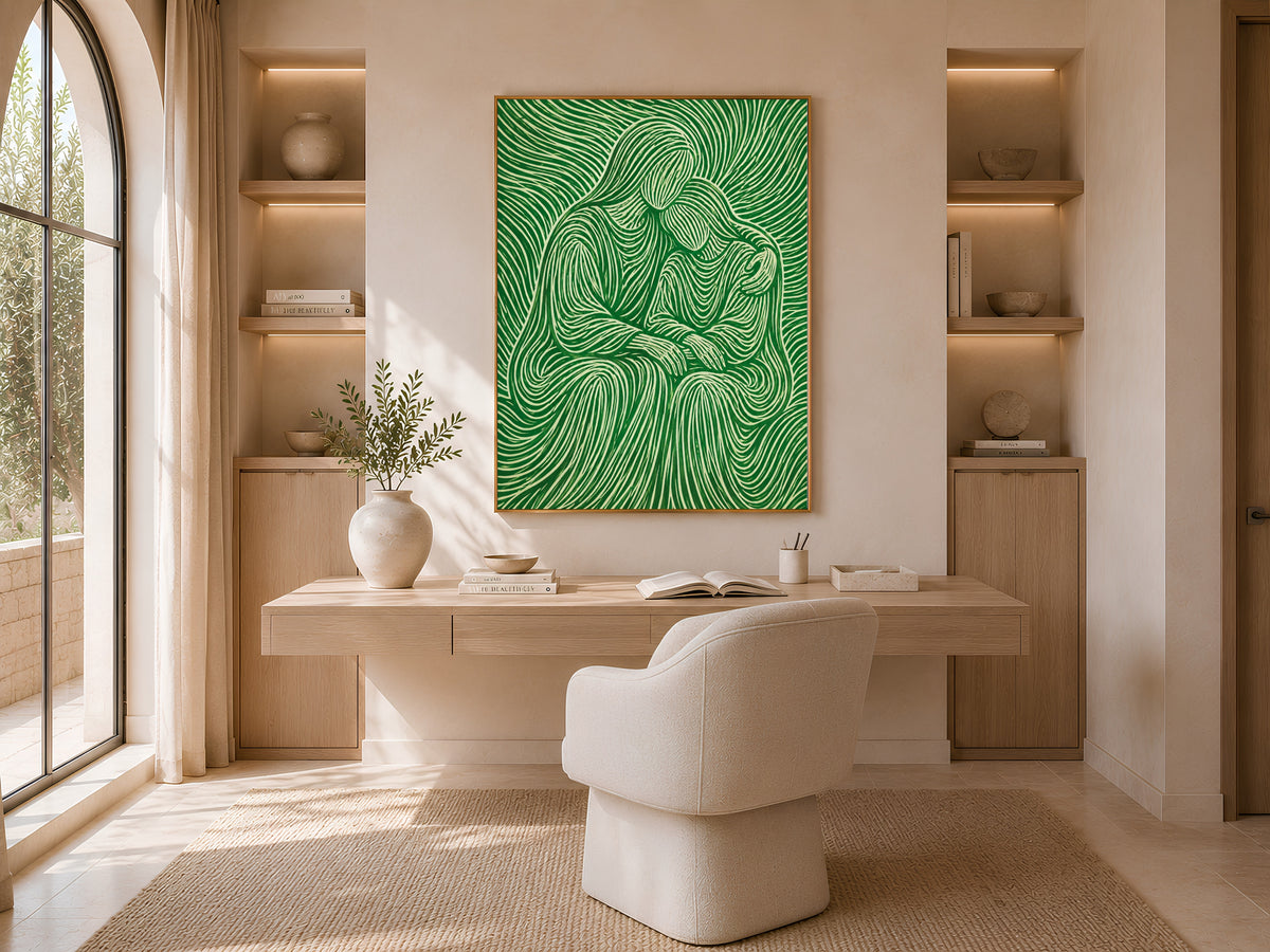 Abstract Couple Embrace Wall Art - Digital Download