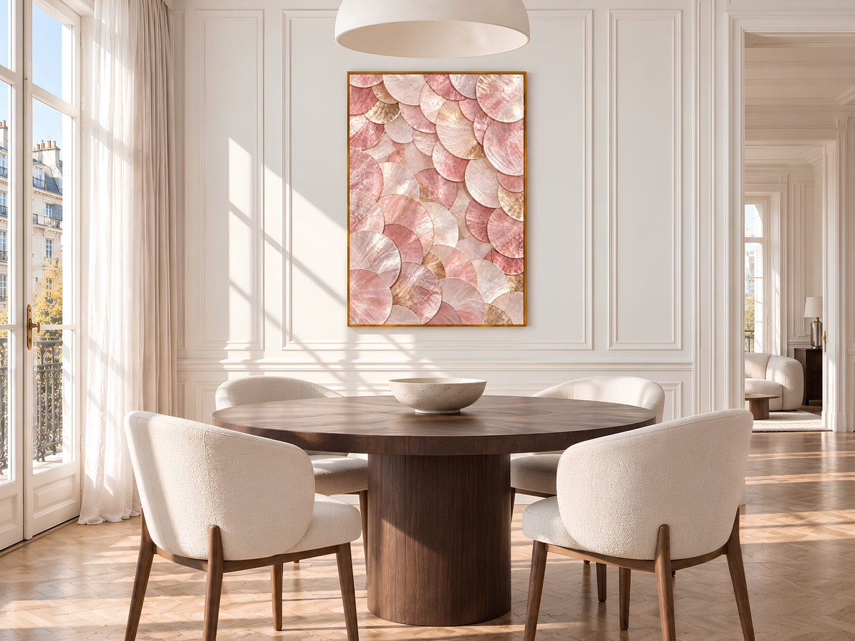 Pink Capiz Shell Print, Blush Pearl Shell Wall Art, Rose Gold Abstract Art, Printable Digital Download