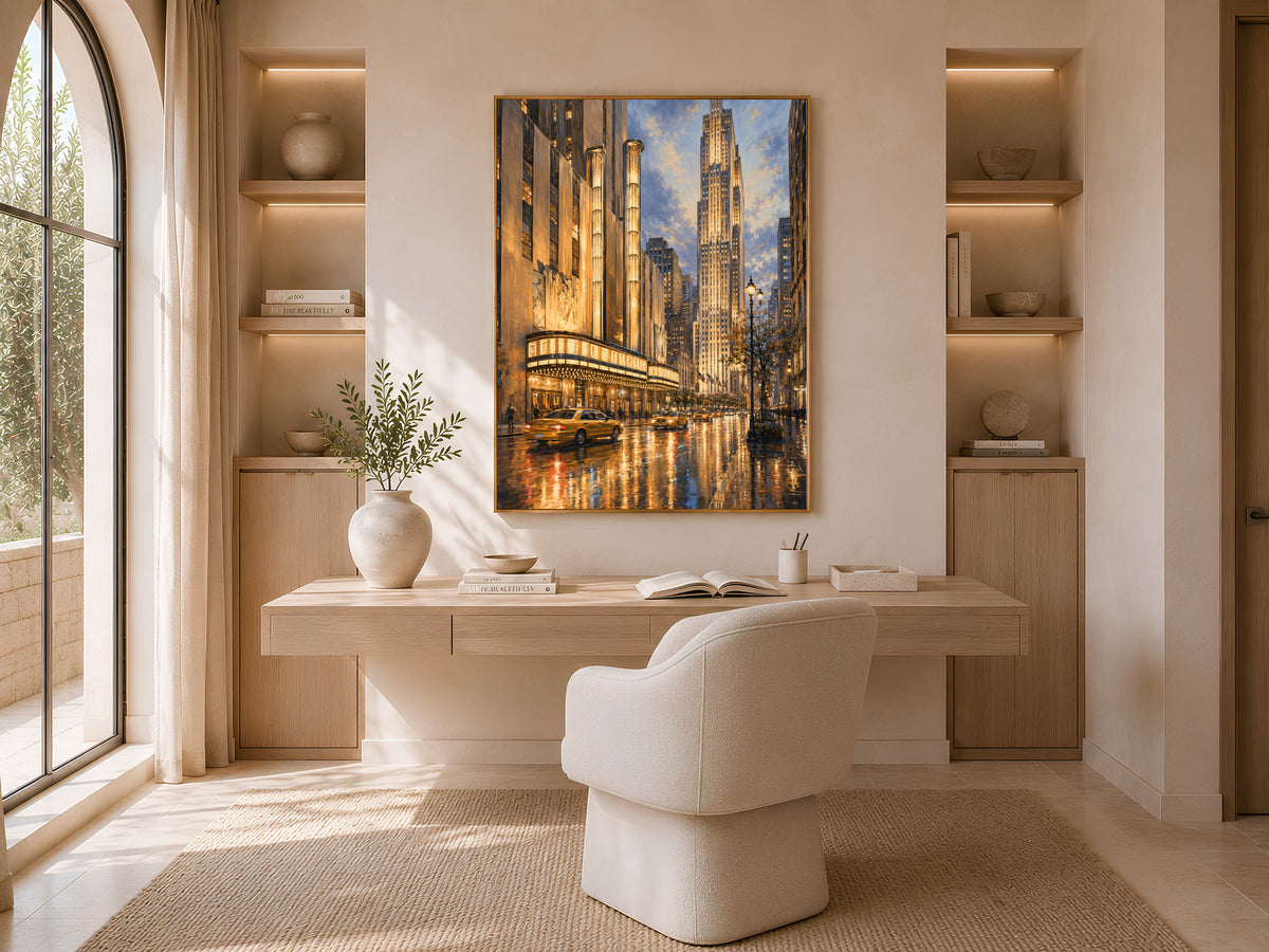 Radio City Music Hall Print, Rainy NYC Street Wall Art - Digital Download