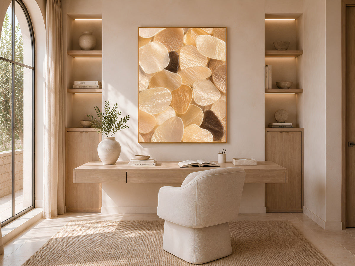 Honey Gold Capiz Shell Wall Art, Amber Espresso Accent Print - Digital Download