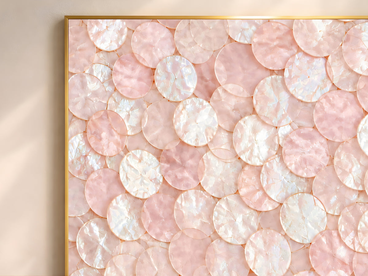 Blush Pink Capiz Shell Wall Art, Soft Pastel Coastal Print - Digital Download
