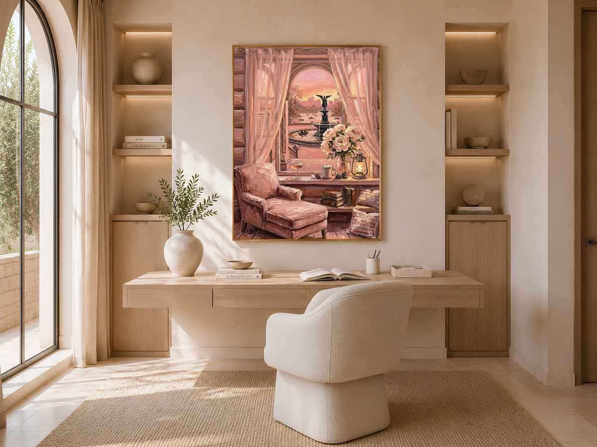 Bethesda Fountain Print, Central Park Sunset Wall Art - Digital Download