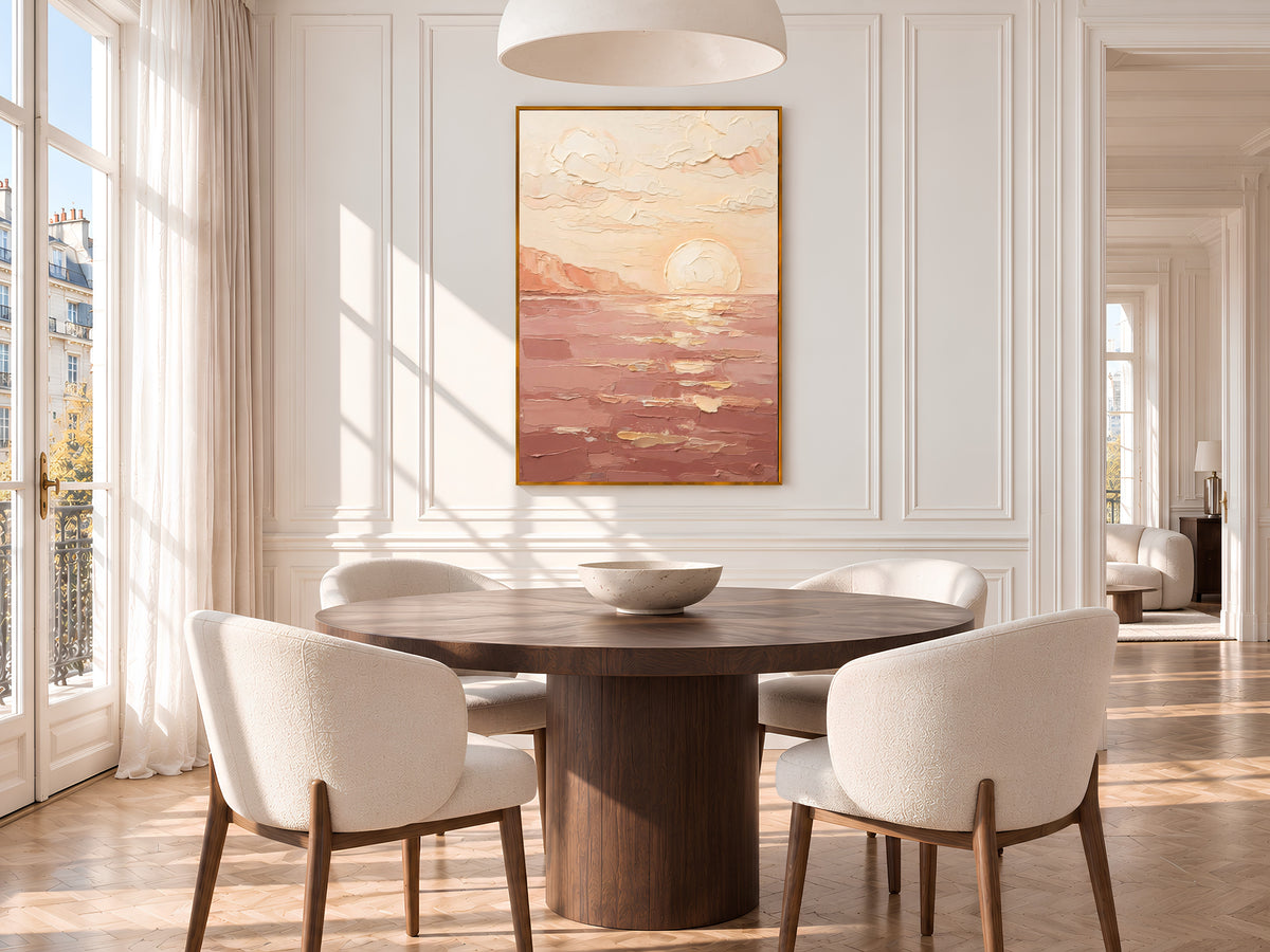 Terracotta Sunset Painting Print, Dusty Rose Sea Cliff Art, Boho Coastal Wall Art, Printable Digital Download