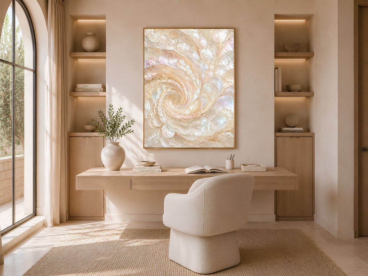 Capiz Shell Wall Art, Iridescent Pearl Swirl Print - Digital Download